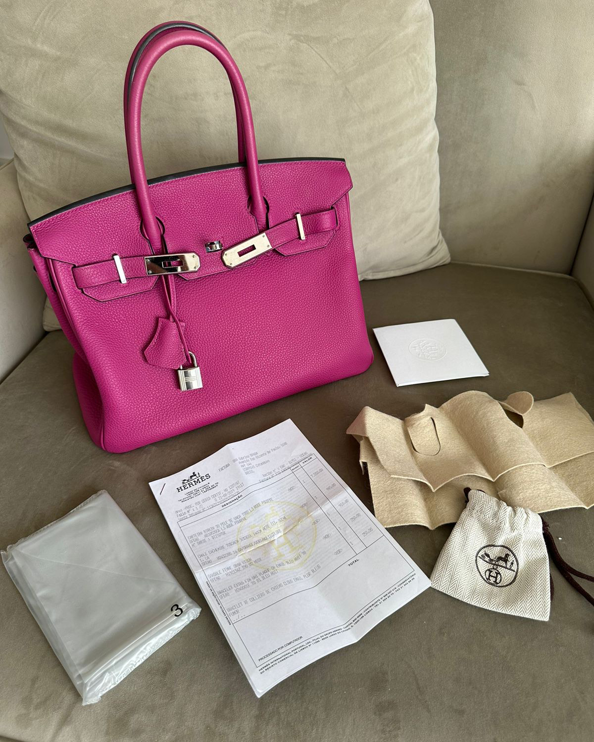 Birkin 30 cor rose